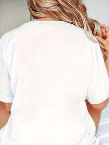 Women's-Shirts And Pearls With Bow, Plus Size Summer Beach Vacation,  Outfit Stylish Women-Shirt With And Pearls Coquette Bow DesignCasual Daily Wear - trắng - Xem 2