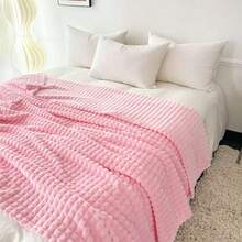 300g High Density Solid Color Flannel Blanket, New 2025 Collection - Baby Pink - View 7
