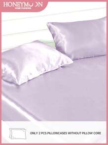 2 件装奢华缎面信封式枕套，柔软透气，抗皱，呵护头发和肌肤，提升睡眠质量，不含枕芯，浅紫色，通过 Oeko-Tex 认证 - 蒟蒻紫 - 查看 2