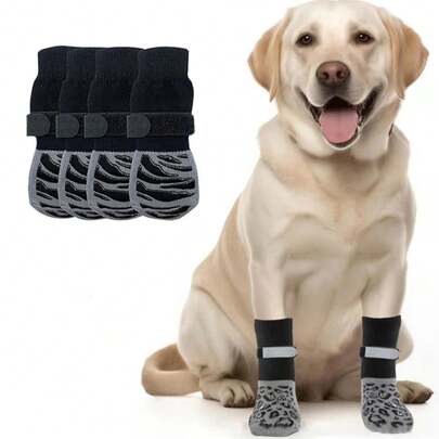 Anti-Slip Pet Dog Socks - With Anti-Skid Paw Prints, Adjustable, Indoor Knitted Washable Socks Suitable For Medium And Small Dogs (Yorkshire Terrier, Shih Tzu, Corgi)