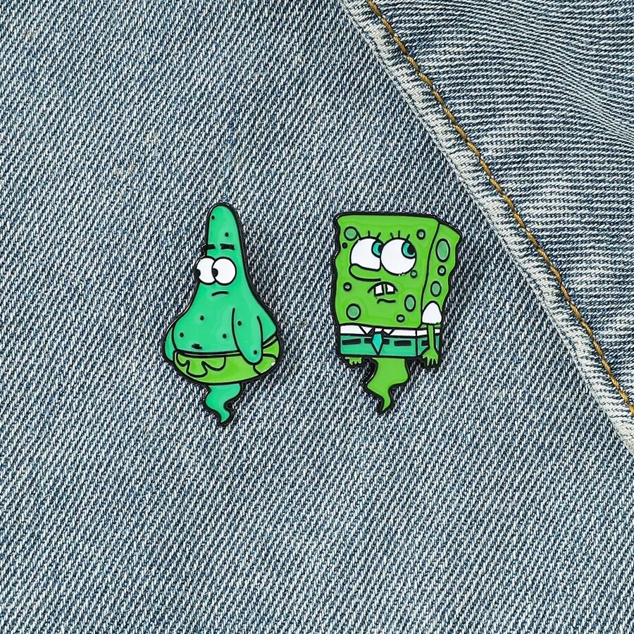 SPONGEBOB 海绵宝宝 1/2 件卡通胸针套装时尚幽灵帕特里克星海绵宝宝珐琅别针背包服装首饰金属徽章配饰送给朋友的礼物 - 均碼 - 查看 1