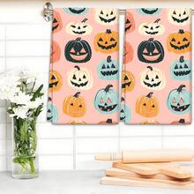 2/4 bucăți prosoape de vase imprimate cu fețe de dovleac de Halloween, lavete de vase moderne din microfibră super absorbante pentru gătit și copt, cârpe de curățat, prosoape de mână, moi și foarte absorbante, cadou excelent pentru vecini, mame, prieteni, zile de naștere, Halloween, casă nouă, decor bucătărie, articole esențiale pentru uz casnic