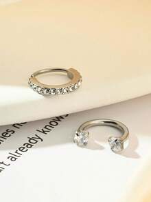 2pcs Nose Ring, Stainless Steel Nose Hoop Ring Horseshoe Nose Ring, 18G Zirconia Nose Rings For Woman Man, Fashion Septum Lip Eyebrow Helix Daith Ear Piercing Jewelry, All-Season Accessories, Perfect Birthday Gift