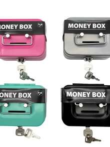 1pc Mini Small Size Secure Metal Cash Storage Box - Money Banks With Key Lock, Top Handle Holder, Adult Piggy Bank, Coin Saver, Cash Register For Daily Office Use, Perfect Halloween, Christmas Gift Idea