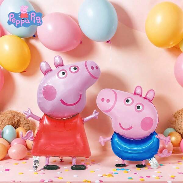 Hasbro Conjunto de balões  com 2 peças, oficialmente licenciado,  George Pig, pulseira estilo desenho animado, decoração, festa de carnaval, adereços para fotos, suprimentos para festa, presentes de Natal e aniversário