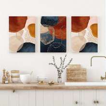 3 piezas de marcos de madera opcionales con líneas geométricas, carteles para decoración de habitación, impresiones de pinturas al óleo abstractas de Morandi y carteles, murales abstractos para decoración de pared del hogar en la sala de estar