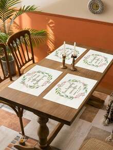 1 件可定制亚麻餐垫，水彩花卉和叶子印花，为亲人打印个性化照片，厨房隔热垫，婚礼/节日/派对装饰，用途广泛 - 彩色 - 查看 3