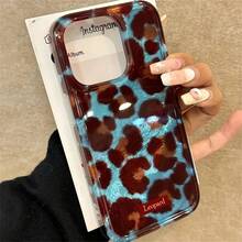 Phone: Simple Fashion Leopard Print Soft Phone Compatible With 16 15 Pro 14 13 12 Pro 11 INS Korean Shockproof Protective Cover,Shockproof,Minimalist,Cute Phone,Coquette Aesthetic Phone,Grade Drop Phone,Cute Easter Phone - 1pc - 查看 5