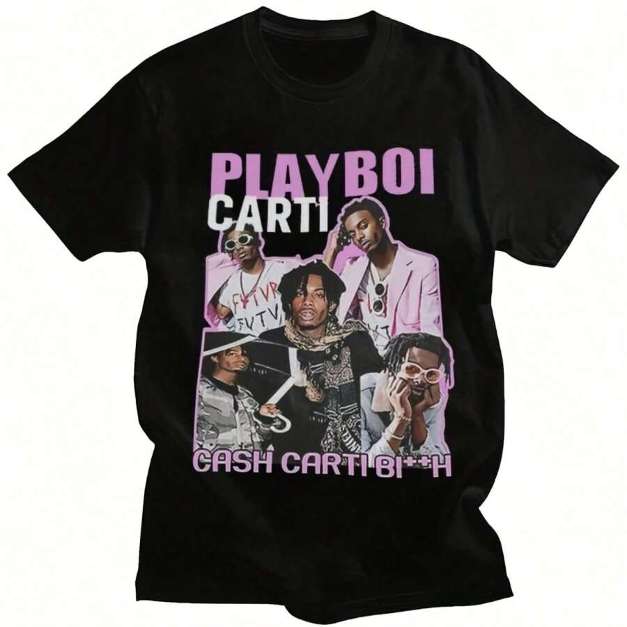 Hop Playboi Cartis -Shirt Men Women Graphic Print -Shirts Male Summer Cotton Oversized Short Sleeve Tee Shirt Streetwear (5)Suitable Summer Wear,Printed Pattern Short Sleeves,Ladies'tops,And Printed Short Sleeves. Women's Solid-Colored Boat-Neck Short-Sleeve One-Piece Shirt Paired With Printed Shirts, Ladies' Tops, And Printed Short-Sleeve Shirts. Ladies' Top. Vintage Graphic Casual Short Cotton Shirt Featuring Vintage Art Printing, Humorous Streetwear, And A Large Comfortable Summer Top.Ladies' Undershirtvintage Clothes Women Halloween Clothes Elegant And Youthful Design Ropa De Hombre - 黑色3 - 查看 1