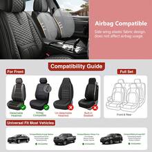 NAPPA Breathable Leather Car 5 Seat Covers Full Set Cushion Protector Perforated Air Hole Design Universal Fit Front Seats And Solid Rear 40/60 50/50 60/40 Split Bench Fit For Most Cars Interior Decoration - 黑色/粉紅色 - 查看 9