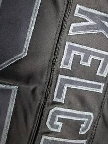 可定制姓名和号码的男士刺绣美式橄榄球球衣，堪萨斯城黑色V领，个性化短袖衬衫，适合派对、比赛、训练、竞技等场合，DIY服装，尺码S-XXL，夏季、健身、瑜伽皆宜。 - 黑色 - 查看 4