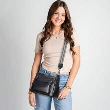 Bluome Shoulder Bag For Women – Handbag For Women Medium Size Vegan Leather Crossbody Bag Adjustable Shoulder Strap Tote Bag - 黑色 - 查看 2