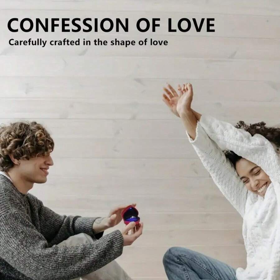 1 pièce Boîte à bijoux en forme de cœur à LED - Boîte cadeau parfaite pour la Saint-Valentin, multicolore avec support pour bague, boîte à bague de mariage