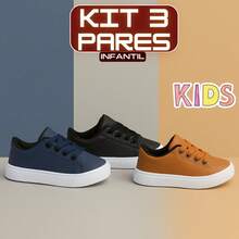 Kit Of 3 Pairs Of Comfortable And  Boys' School Shoes With Non-Slip Sole - 棕色 - 查看 2