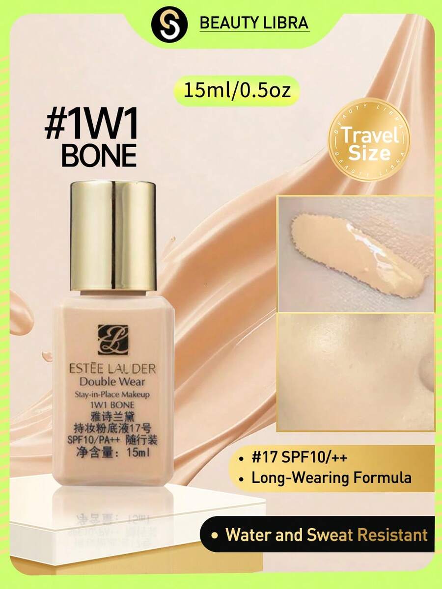 Estée Lauder Maquillaje de larga duración Double Wear - 1W1 Warm Porcelain, Maquillaje de cobertura completa, resistente al agua y al sudor, sin aceite, tamaño de viaje, 15ml/0.5oz - 1W1 - Ver 1