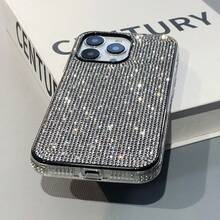 1个奢华全镶钻闪亮手机壳，兼容 17、16 Pro Max、15、14、13、12，带大摄像头开孔 - 銀色 - 查看 6