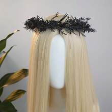 MOSTORY Black Gothic Flower Crown - Dark Floral Fairy Headpiece With Women Goth Wedding Witch Aesthetic Cosplay - màu đen - Xem 2
