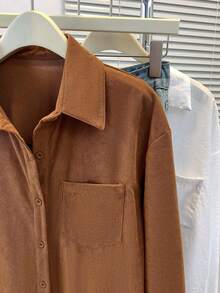 ​Women's Solid Color Corduroy Button Down Shirt Heavy Weight Long Sleeve Pocket Fall Winter Casual​,Fall Clothes For Women,Flannels For Women