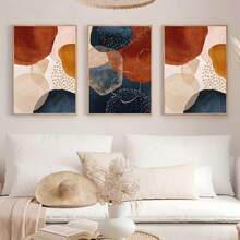 3 piezas de marcos de madera opcionales con líneas geométricas, carteles para decoración de habitación, impresiones de pinturas al óleo abstractas de Morandi y carteles, murales abstractos para decoración de pared del hogar en la sala de estar