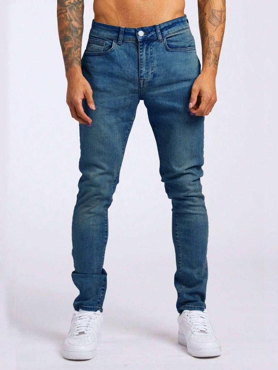 Jeans Hombres con bolsillo oblicuo Casuales y Listos para Negocios, Jeans de Pierna Recta y Ajuste Delgado para Hombre Para Uso Diario