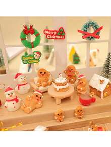 5/10pcs Christmas Decoration Cute Gingerbread Man Christmas Ornaments DIY Decorations Car Accessories Miniature Decorations Christmas Gifts Home Decor Small Ornaments (Random Style)