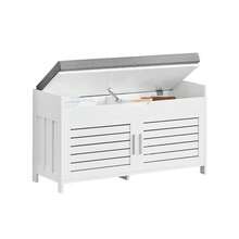 SoBuy FSR102-W, Shoe Rack Shoe Bench Shoe Cabinet With Folding Padded Seat And 2 Doors, W90 X D33 X H50cm - White - View 2