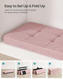 SONGMICS MAZIE Collection - 43 Inches Folding Storage Ottoman Bench, Ottoman Foot Rest, End Of Bed Bench, Storage Chest, Load 660 Lb, For Living Room, Bedroom, Entryway - Jelly Powder - View 6