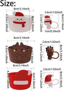 1set Christmas Straw Covers For Cups Reusable Washable Dustproof 10mm Straw Tips And Thermal Insulation Sleeve For Christmas Decorations, Festive Drinkware Accessories, Suitable For Sports Water Bottles,Holiday Gifts - Multicolor - View 8