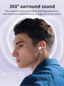 Lenovo EA410 True Wireless Bluetooth Headphones, Bone Conduction, Non-In-Ear, Open-Ear Clip, Sports Running Ear-Hook Style (Chinese Packaging) - Grey - View 6