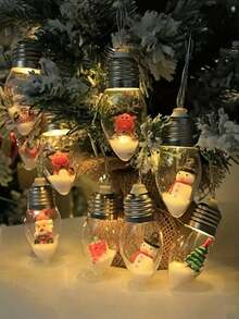 LED Christmas Light Bulb Wishing Lamp, Fairy Lights, Christmas Snow Globe String Lights, Decor Santa Claus/Snowman/Reindeer/Christmas Tree And Gift Box, Wishing Bottle Wedding Party Indoor Decoration - Battery Powered (Batteries Not Included), Suitable For Festivals, Bedroom, Yard, Wedding, Holiday, Camping, Home, Garden, Christmas, Party And Holiday Home Christmas Decor!Christmas Decoration XMAS Decor Christmas Tree Gift Decor Thanksgiving Wedding Home Decor Home Decor Fall Decor Autumn Decor Birthday Decorations For Gifts Party Supplies Indoor Outdoor Garden Holiday Festival Decor Halloween Decor Wall Decor Halloween Ornaments