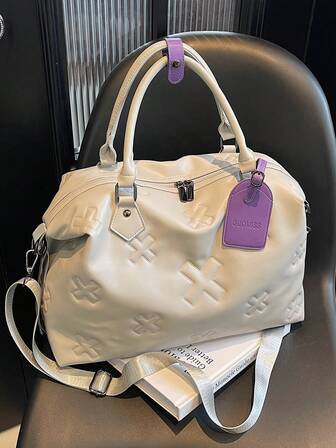 Fashionable Boston Bag, Integrating Classic And Elements, Is A Must-Have Item For Your Travel. Made Of Selected High-Quality Leather, It Soft And Delicate, With A Three-Dimensional And Rigid Body. The Unique Cross-Grain Design Highlights Taste. Equipped With A Detachable Shoulder Strap, You Can Between Hand-Carrying