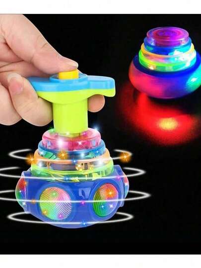 1 قطعة دوّار موسيقي ضوئي LED مضحك، دوّار ضوئي وامض. لعبة دوّار موسيقية ضوئية، لعبة ضوئية محسّنة للأطفال، إمدادات حفلة ليلية، هدية عيد ميلاد (بعض الألوان عشوائية)، أجهزة تفاعلية للقصص والموسيقى، حشو عيد الميلاد