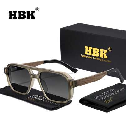 HBK Men's Business Classic Eyeglasses TR90 Frame Wood Temple Simple Vintage Square Shape Design Glasses For Men's Women Business, Travel, Daily Accessories, Festival Gifts Glasses