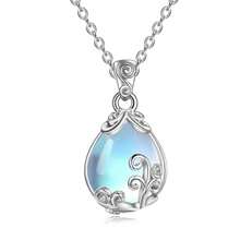 1 件纯银单颗月光石银线泪滴吊坠项链。纯银女士项链适合日常佩戴，也可作为女士珠宝的礼物。 - 銀色 - 查看 5