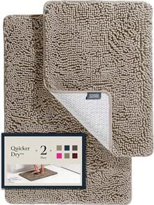 BELADOR Bathroom Rugs Sets 2 Piece- Plush Bath Mat Set Quick-Dry Soft Chenille Mat With Rubber Backing, Absorbent Rug Set, Washable Bath Rugs - Bath Mats 24x17 + 30x20 - 03 Taupe - View 1