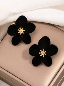 أقراط أنيقة بتصميم زهري بلون البرغندي للنساء، إكسسوارات أقراط أنيقة، مناسبة للخريف والشتاء