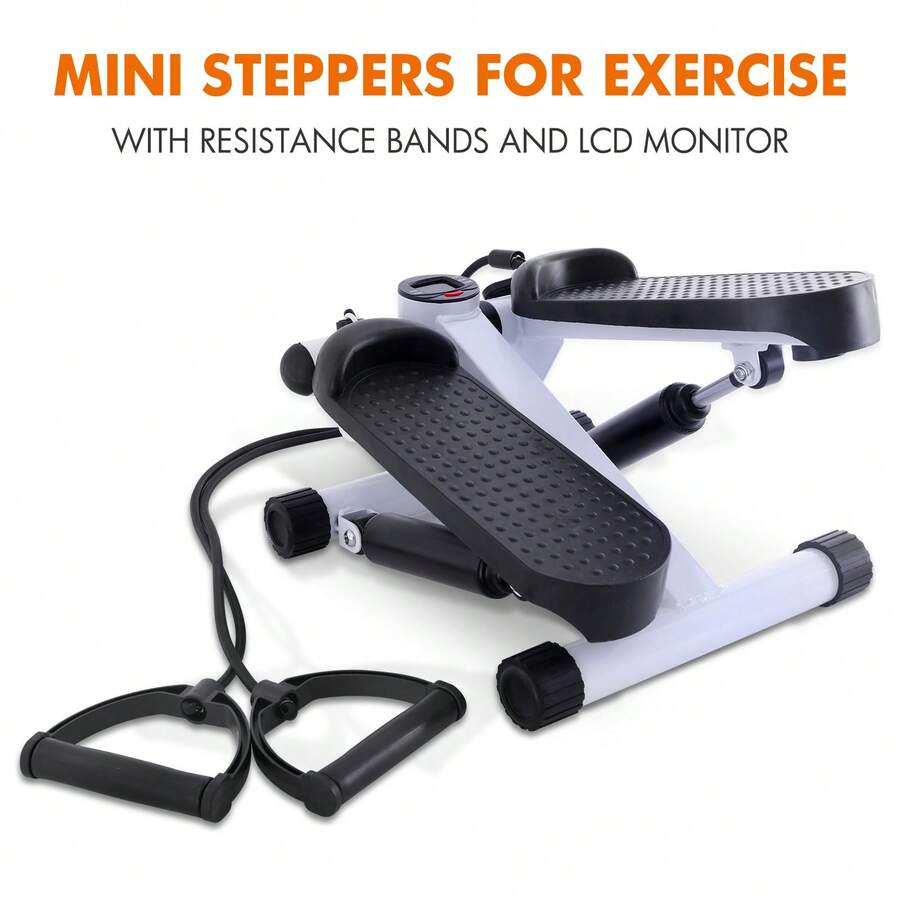 Steppers For Exercise At Home,Stair Stepper Mini Stepper For Exercise At Home, Stair Step Workout Machine With Resistance Band LCD Monitor, Over 220lb Weight Capacity, At Home Workout Equipment - White - View 1