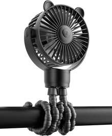 GOTOTO Baby Stroller Fan, Rechargeable Portable Fan With 2000 MAh Battery Operated,3 Wind Speed,360-Degree Rotation,Ultra-Low Noise Level, Mini Fan For Your Baby - Black - View 1