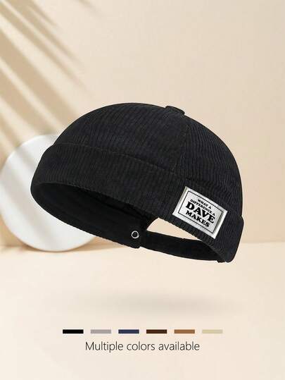 1pc Women's DAVE Vintage Corduroy Brimless Cap, Adjustable Circumference, Retro Sailor Hat, Versatile Casual Streetwear