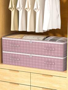 1pc Ransparent Bed Bottom Storage Bag, Large Capacity Practical Design Household Storage Bag, Dustproof And Moisture-Proof Flat Storage Box, Children's Room Toy Organizing Box, Breathable Fabric, Zipper Design, Suitable For Storing Blankets, Jackets, Shoes, Toys And Books - Pink - View 3