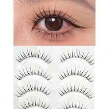 10pcs/Pack Fairy Soft Ultrafine Transparent False Eyelashes, Natural Looking Long & Thick One Piece Design - 黑色 - 查看 2