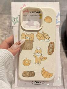 1pc Fashionable Cute Cartoon Cat Cooking Pattern Litchi Texture Waterproof Anti-Fall Anti-Slip Soft Phone Case Compatible With Apple/ Phones - Multicolor - View 1