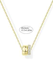 1件优雅百搭双环锆石吊坠项链，适合女性日常、派对和旅行佩戴 - 彩色 - 查看 5