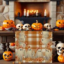 1/10pcs Halloween Ghost, Floral, Plaid Artistic Colorful Pattern Table Runner, Holiday Tabletop Decorative Fabric Flag For Home Decor, Gift, Table Runner Suitable For Indoor And Outdoor Celebrations, Seasonal Party Supplies, Kitchen Dining Table Decor, Party Table Decor, Home Room Decor Table Runner, Restaurant Decor Tablecloth
