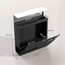 HOMCOM Wall Mounted Post Box With Viewing Window, 2 Lock, Modern Galvanised Steel Mailbox With Copper Core, Weatherproof Letterbox For Outdoor Use, Easy To Install, Charcoal Grey - 灰色 - 查看 3