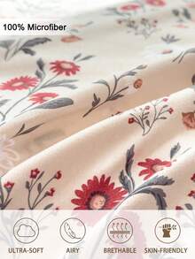 3 Stücke/Set Blatt Blumen Muster Bettbezug Set (1 Bettbezug & 2 Kissenbezüge) Weich und hautfreundlich Bettbezug Bettwäsche Set für Zuhause, Ganzjahres Bettwäsche Set - Verschiedenfarbig - Übersicht 8