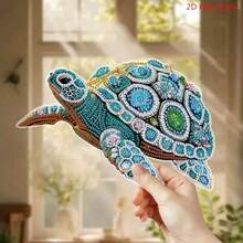 1pc 6.3 Inch X 9.45 Inch Acrylic Diamond Painting Set - Gorgeous Turtle Wall Art, Asymmetrical Shape Diamonds, DIY Acrylic Diamond Painting Kit, Animal Theme Home Decor Craft Supplies - Unique Birthday & Holiday Gift