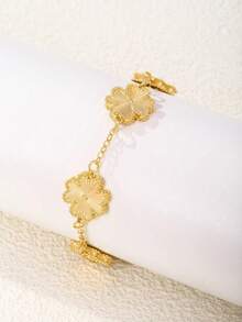 1pc Elegant Lady's Lucky Four-Leaf Clover Bracelet, Versatile Luxury Design Valentines,Mom,Mother,Mother's Day,Gift - Multicolor - View 3