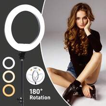 这款10英寸LED自拍环形灯套装包含一个43英寸可调节高度的三脚架和两个通用手机夹。它配备可调节亮度旋钮，并采用USB供电。非常适合化妆、视频录制和万圣节派对直播。这款通用稳定器支持DIY环形灯，并兼容各种相机。适用于摄影、视频录制、直播、Zoom会议、Vlog等场景。 - 黑色 - 查看 5