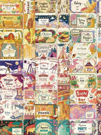 50张卡通票贴纸彩色趣味贴花适用于iPad手机冰箱衣柜钱包背包信封标签装饰贴纸节日礼物